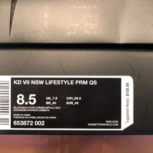 NIKE KD VII Lifestyle PRM 8.5 NEVER WORN MINT